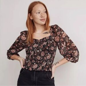 NWOT Madewell Lucie Smocked Top